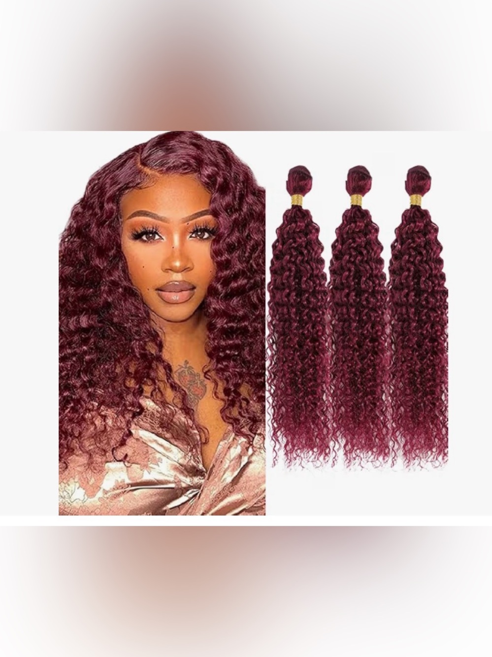 Deep Burgundy Curly Hair Bundles - 3 Pack